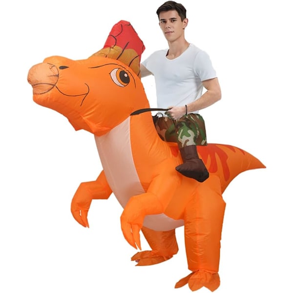 Ride-on Dinosaur Kostyme Oppblåsbar Dinosaur Kostymer Fantomi for Voksen Orange