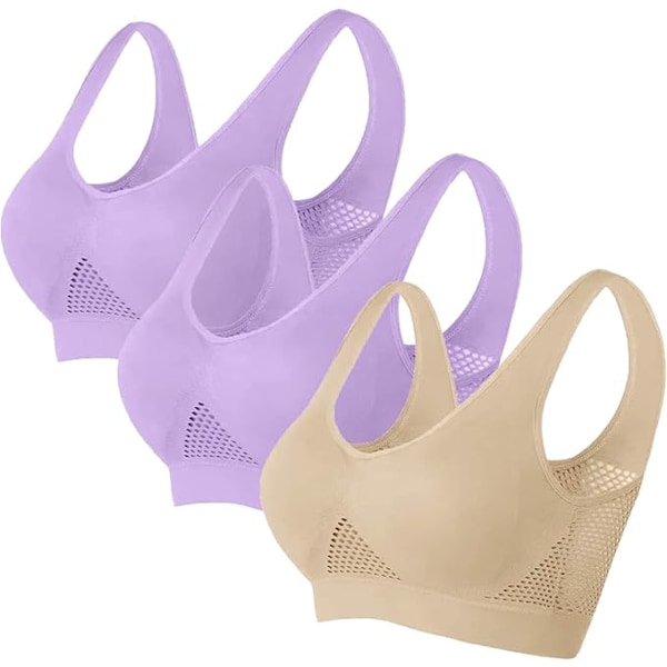 3-pack Push-up BH för Kvinnor Dam BH Sport-BH Underkläder Stor Storlek Sport-BH Set Bomulls Sport-BH för Kvinnor