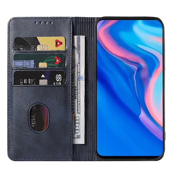 Kompatibel med Huawei Y9 Prime 2019 Magnetisk Lukning Læder Telefoncover - WELLNGS Blue