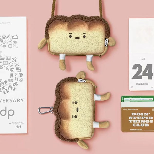 Tecknad Toast Handväska Söt Vardaglig Tote Bröd Myntväska Korthållare Kreativt Pennfodral Skolmaterial Plånbok Kawaii Gåva purse2