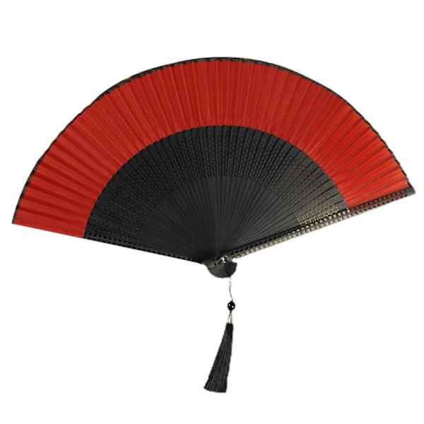 Foldbar Vifte Vintage Stil Kvast Danse Håndholdt Vifte Bambus Håndtag Kunstsilke Foldbar Vifte Bryllup Xixi Red