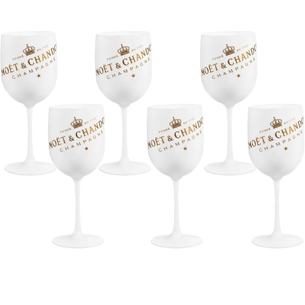 500 ml Moët Champagneflöjter Glas Plast Akryl Champagneglas Vinglas WHITE 6PCS