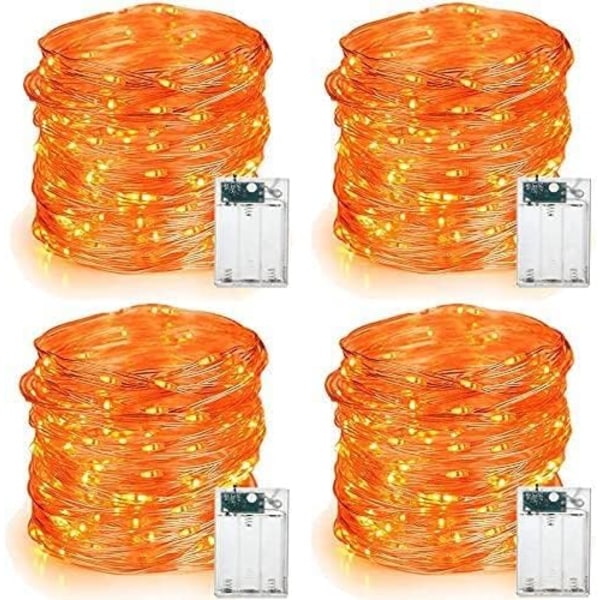 Stringljus Höstdekoration 4st 6m 60 LED-lampor Orange Halloween Stringljus Batteridriven Silvertråd Stjärnljus för Rum Fest Jul