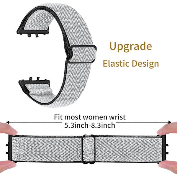 Vævet Armbånd i Elastisk Materiale til Samsung Galaxy Fit3 SM-R390, Sort Kobling Style E