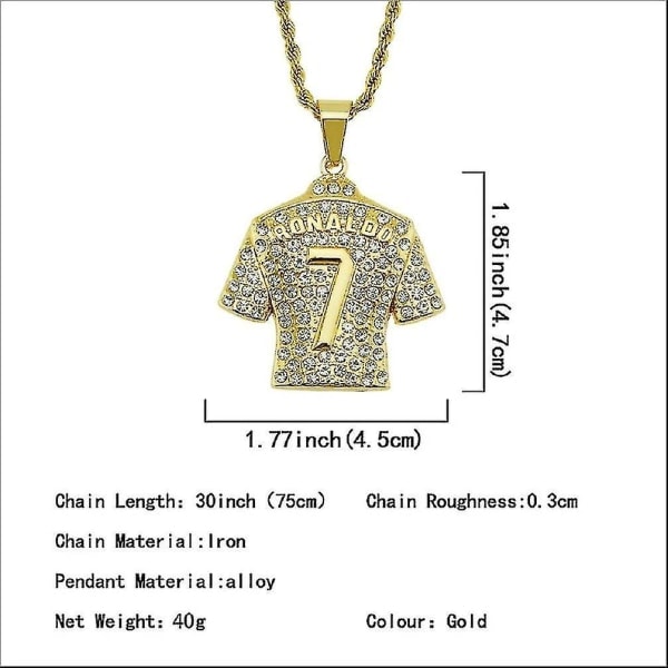 Halsband med tröja för män, Hip Hop Ronaldo tröja nr 7 halsband