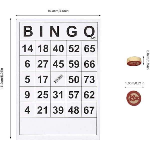 Bingo-plattor för vuxna och barn, klassiska pappersbingo-plattor med 40 bingoplattor och 75 brickor, roliga sällskapsspel