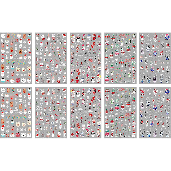 Jouluiset kynsikoristetarrat 10 arkkia Kynsien koristetarrat Tarrat Itsekiinnittyvät kynsien koristetarrat Kynsien koristelu Kynsien tarvikkeet