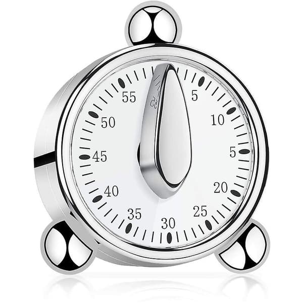 60 minuters kökstimer, mekanisk timer för barn, manuell timer för matlagning, inlärning (silver) (hy)