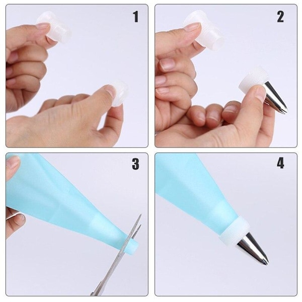 Tyllsett - 27 stk Spritstykker, Spritpose & Kobling - Cake Tool pink