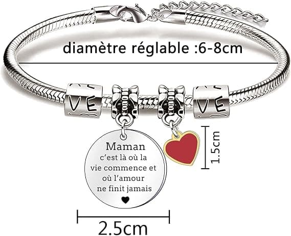 1 stk. Lila armbånd for kvinner, gave til mamma, bestemor, mor