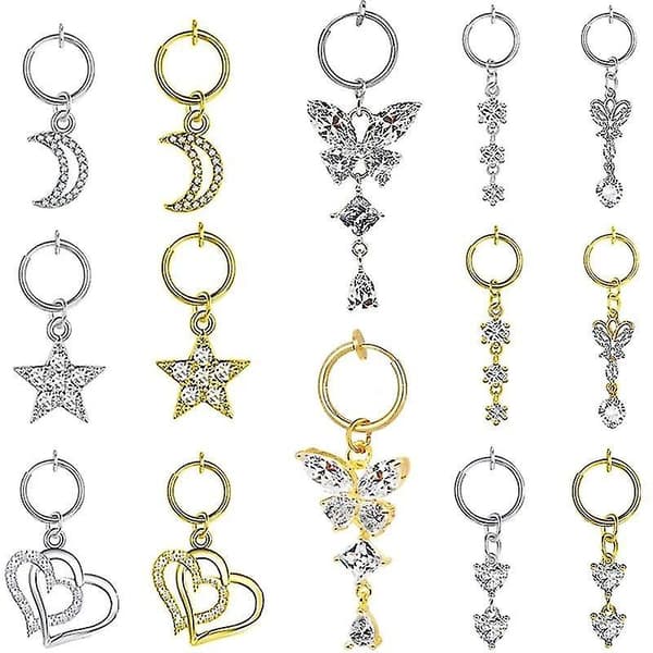 Rose Gull Sommerfugl Clip-On Falsk Navlepiercing