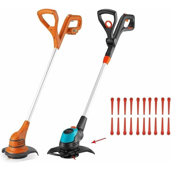 Pakke med 100 plastblader kompatible med Gardena gresstrimmere, erstatningsblader for Gardena gresstrimmere og trådløse gresstrimmere.