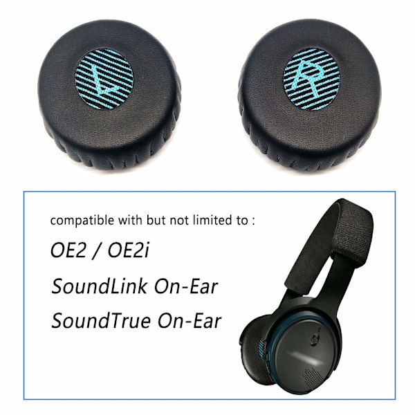 Bose SoundLink On-Ear (OE), On-Ear 2 (OE2), OE2i ja SoundTrue On-Ear (OE) kuulokkeiden korvatyynyt (Musta)