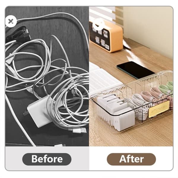 Laderkabel Oppbevaringsboks Datakabel Organizer GRÅ grey