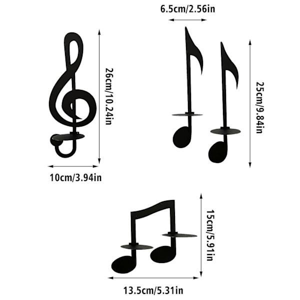 Svart Musiknot Vägglampa Inomhusbelysning Kreativ Musik Symbol Metall Ljusstake Armaturer För Sovrum Vardagsrum Trappa Korridor Konst Dekoration