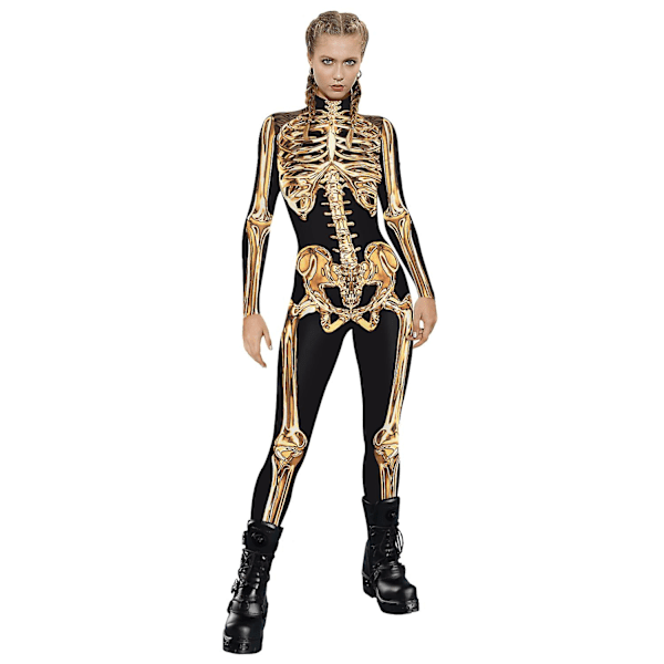 Kvinder Robot Punk Skelet Cyberpunk Steampunk Sexet Slim Jumpsuit Catsuit Cosplay Kostumer Zentai Bodysuit Fancy Dress Halloween B B M