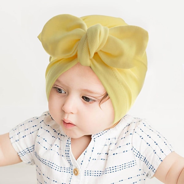 6 stk. Baby Bomuldsbue Beanie Turban Huer til Nyfødte og Småbørn (6-24 Måneder) 6 pcs. D