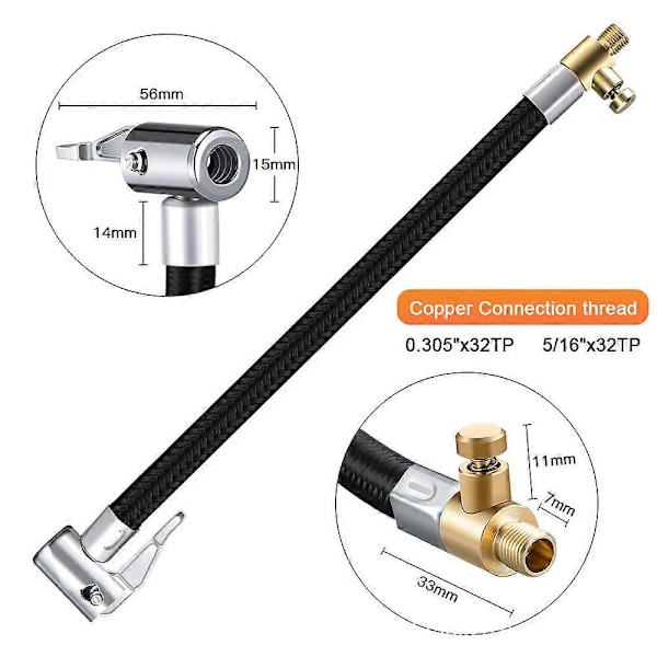 20 cm Förlängningssladd för Däckpump Schrader Adapter Däckventils Pump Bil Däckpump Förlängningsslang [D]