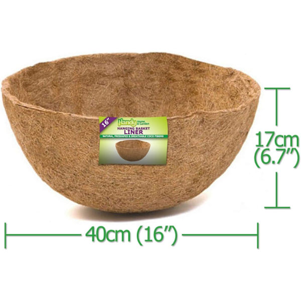Hjem & Have 2 x 16\" (40 cm) Skålformet Kokosnød Hængekurv Bund 16" Bowl Coconut Liner
