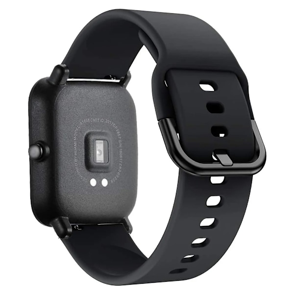20mm 22mm Ranneke Amazfit GTS 2/3/4 Mini, GTR 2/3/4 42mm Silikoninen Ranneke Amazfit Bip Rannekkeen Tarvikkeet Musta Musta Black 20mm Watchband