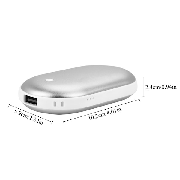Multifunktionell Bärbar Handvärmare med Cobblestone-mönster, Explosionssäker Powerbank (Silver)