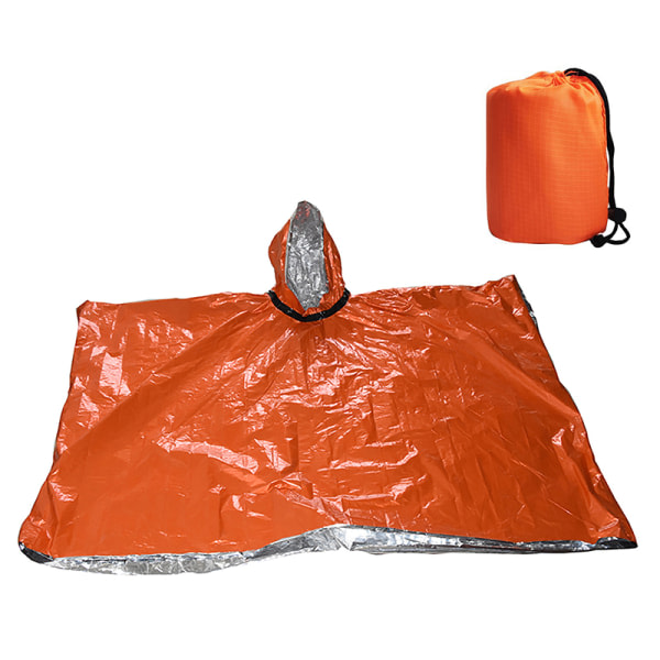 Vattentät regnrock för nödsituationer av aluminiumfilm för engångsbruk orange