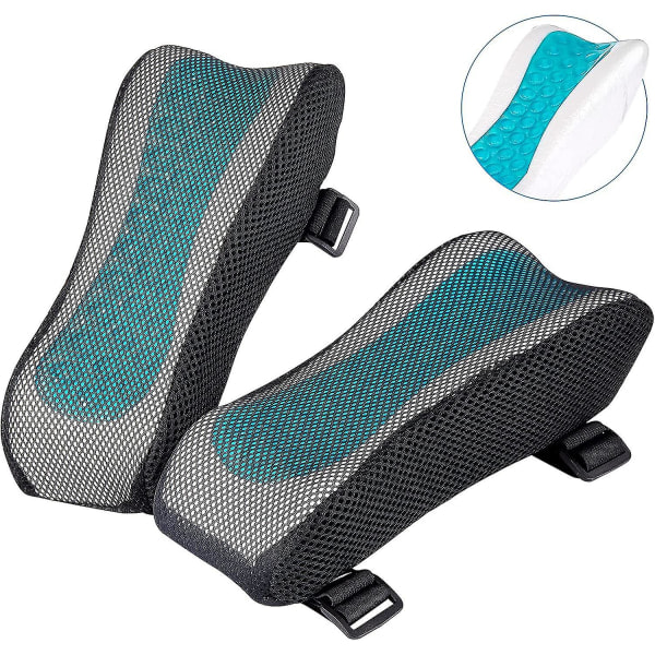 Armstödsöverdrag för kontorsstol - Ergonomiskt formade skumarmstöd - Minnesskumkudde för kontorsstolarmsstöd, Gamingstol - 2-pack