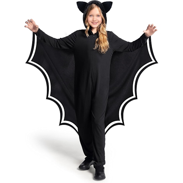 kids bat costume, bat wings costume, black bat jumpsuit for boy, girls halloween dress up