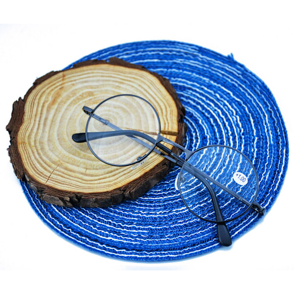 Retro Round Lukulasit Metalliset Lukulasit Vintage Miehet Naiset +1.00~4.00 Musta Musta Black Strength 3.50