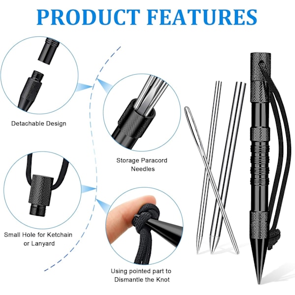 Ferraycle Rostfritt Stål Marlinspike Set Paracord Fid Parac, ZQKLA