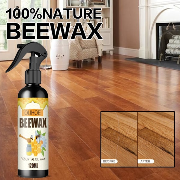 OUHOE Naturligt Bivaxspray för Trä Möbel och Golv - Polera Bivax för Hushållsbord, Stolar och Skyddande Tillbehör