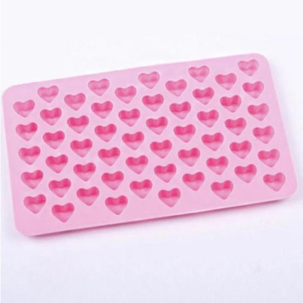 Pink silikone mini hjerteform – 55 hjerter til is, chokolade, bagning, isterninger