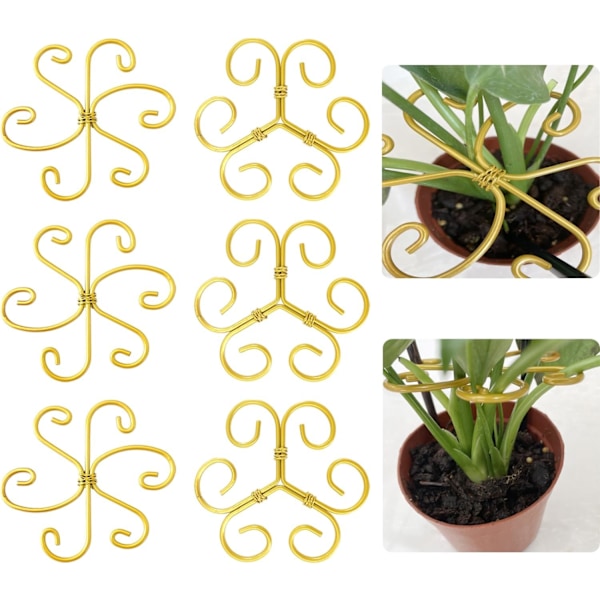 6-pack Monstera Växtstöd Kit - Rostfritt Växtstöd, Bladklämmor (3 Hjärtformade + 3 Blomdesign) Lättanvänd Skonsam Gripteknik