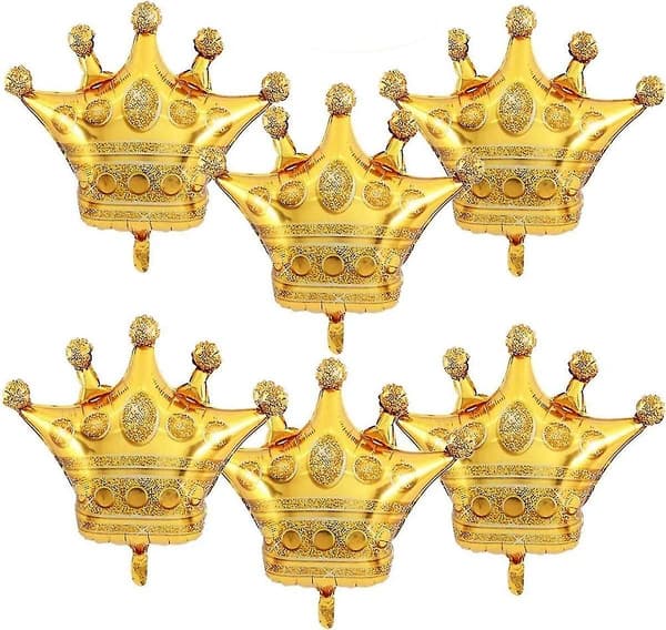 6 st 76 cm Kronballonger Guld