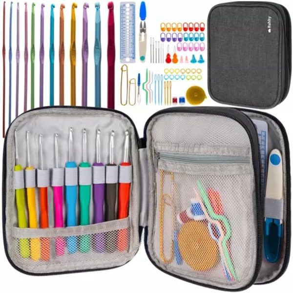 Complete 86-piece woodworking set in storage case, multi-colored