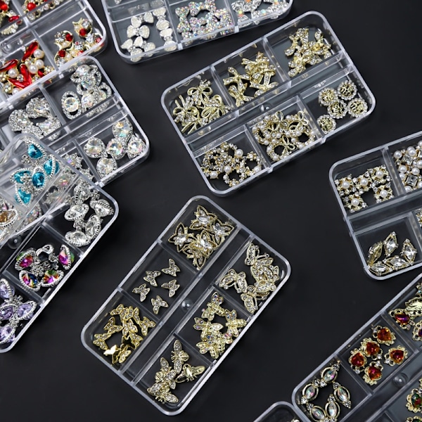 Planet Neglekunst Charm Båge/Hjerte Form Negle Rhinestones Gem Krystal, 3D Neglekunst Dekoration Metal Negle Negle Neglekunst Smykker 13- Perfet 13