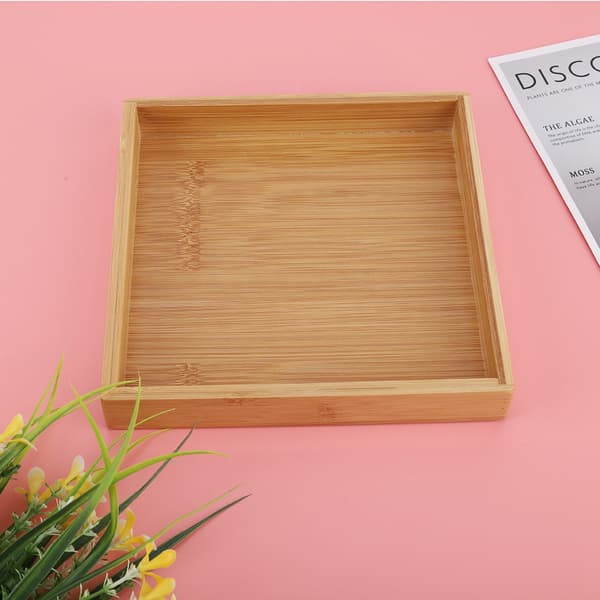 Japansk stil rektangulär frukt te mat serveringsbricka för restaurang hem (19,3*19,3*3cm) 0.3