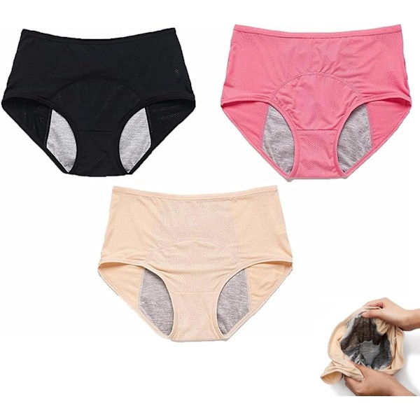 3-pack läckagesäkra damunderkläder - läckagesäkra trosor för över 60 #s inkontinens F F F 2XL