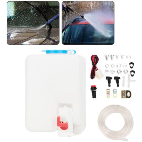12V 1.8L Universal Windshield Washer Kit – Cleaning Pump with Accessories – Easy Installation for a Clean Windshield