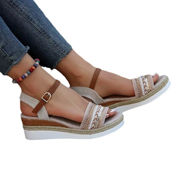 Kilklackssandaler för damer, modeskor för sommaren beige 39