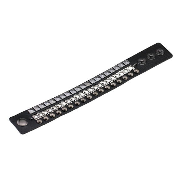 Punkarmband för Män och Kvinnor - Gotiskt Svart Läderarmband med Nitar och Nitmanschetter, Justerbart Flerlagersarmband