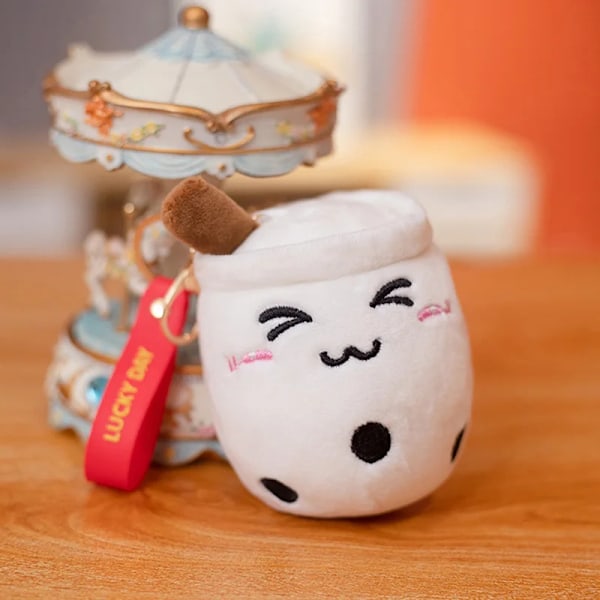 10 cm Sød Bubble Tea Nøglering Blød plys vedhæng Fyldt Boba Dukke Kawaii Rygsæk Taske Dekor Fødselsdagsgaver til piger Drenge 10c 10cm white miyan