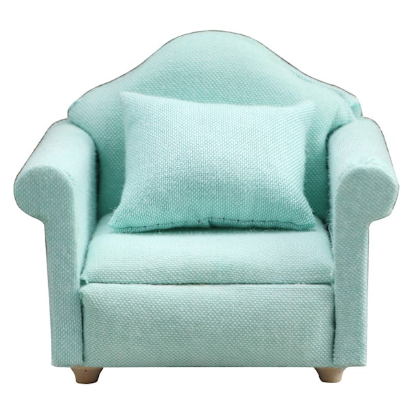 Lantlig Stil Armstol Mini Soffa Dockhus Miniatyr Soffa och Set Träsimuleringsmöbler Flickors Favoritpresent Pure green