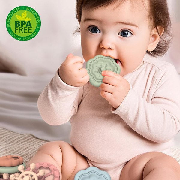 BPA-fri staplingsleksak med tandring - Baby & tandringar Set för roliga spel. Perfekt present till pojkar och flickor. Super baby !
