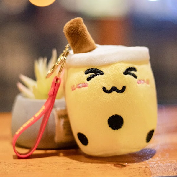 10 cm Sød Bubble Tea Nøglering Blød plys vedhæng Fyldt Boba Dukke Kawaii Rygsæk Taske Dekor Fødselsdagsgaver til piger Drenge 10c 10cm yellow miyan