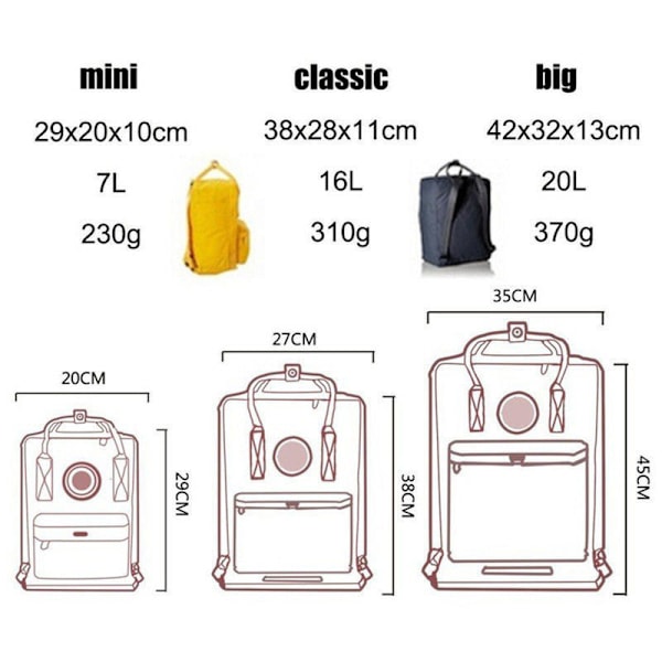 7-20L Ryggsekk Laptop Bag Stor Kapasitet Gave til Barn Gul Yellow 7L