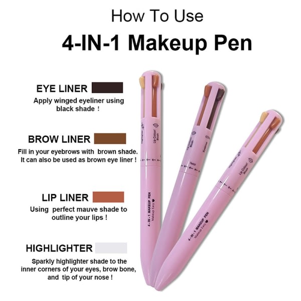Glitter Highlighter 4 In1 Makeup Pen Ögonbrynspenna 03