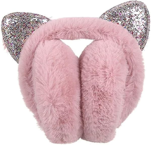 Foldable Earmuffs With Sequins. For Ladies And Girls. Adjustable Foldable Cat