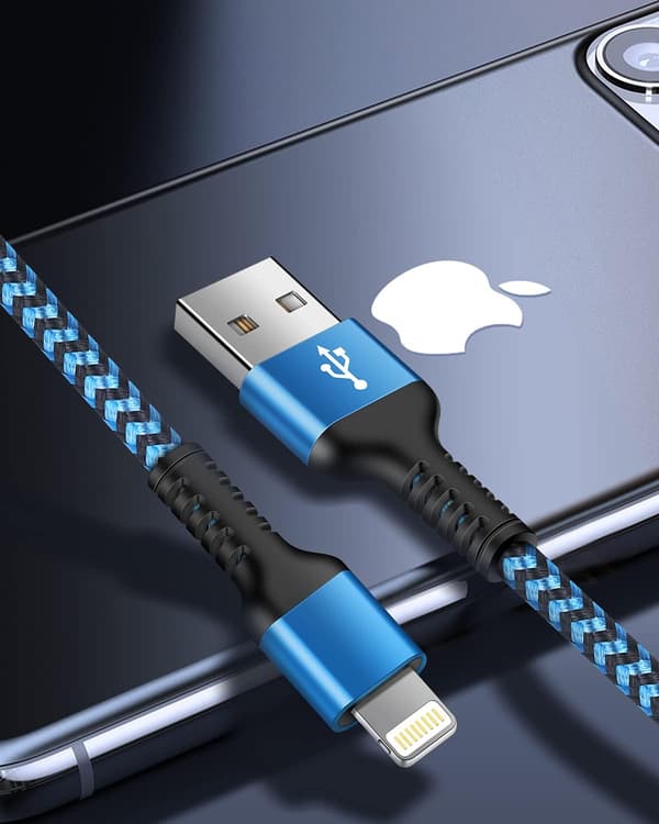 Kort iPhone-laddningskabel, USB A till Lightning-kabel 1FT/2 st Flätad snabbladdningskabel datakabel