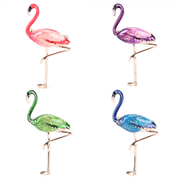 4 stk Vivid Flamingo Brosjer Unisex Dame og Herre Brosje Pin